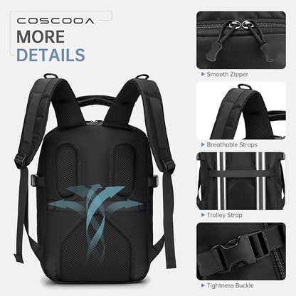 United Airlines Personal Item Bag 17x10x9 inch,Small Travel Backpack 20L,Flight Approved Underseat Ryanair 40x20x25 CM Carry on Luggage Bag,Mochila de Viaje,Cabin Size Backpack Black