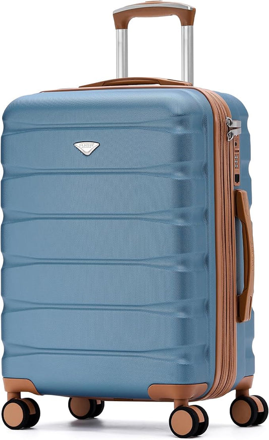 Flight Knight 24x16x10 Expandable Carry On Suitcase Hardside TSA Lock USB C Lightweight Luggage Silent Double Spinner Wheels Maximum Overhead Carry-On Bag For Virgin & South West Approved Airlines