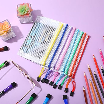 Jetec 32 Pcs Mesh Zipper Bags Toy Storage Bikini Organizer Bag Bolsas Para Guardar Trajes De Bano Waterproof Zipper Reusable Pouch Puzzle Multipurpose for Storage Office(Cute Color,7.5 x 5 Inch)