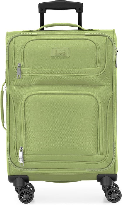 U.S. Traveler Rio Lightweight Softside Rolling Carry-on Suitcase, 4-Wheel Set, Light Green