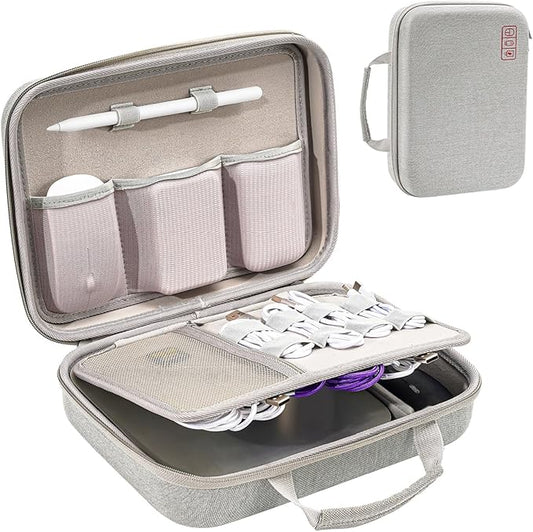 ProCase Hard Travel Electronic Organizer Case for MacBook Power Adapter Chargers Cables Power Bank Apple Magic Mouse Apple Pencil USB Flash Disk SD Card Small Portable Accessories Bag