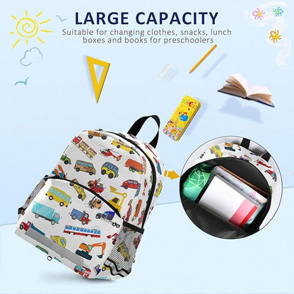 Transportation Cars Kid's Toddler Backpack for Boys Girls Preschool Nursery with Safety Leash (011411)