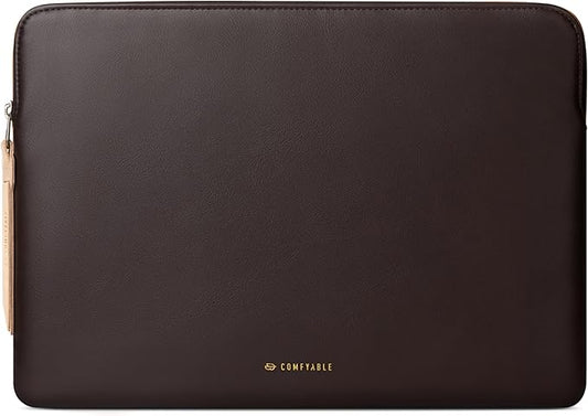 Comfyable Slim Protective Laptop Sleeve Compatible with 13/13.3/14 Inch MacBook Air & MacBook Pro, Mac Travel Case, Laptop Pouch, Slim PU Leather Cover M5/M4/M3/M2/M1 2025-2021, Chocolate