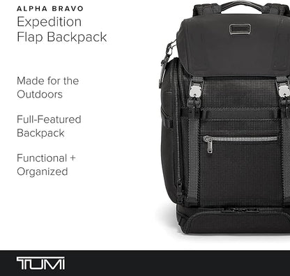 TUMI - Alpha Bravo Expedition Flap Backpack - Large Carry On Backpack - 21.0" X 12.5" X 7.5" - Fits up to 17" Laptop - Black