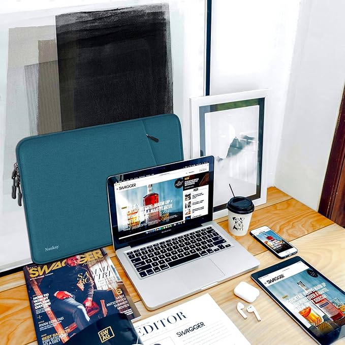 Laptop Case 14 inch, Shockproof Protective Computer Cover with Accessories Pocket, Portable Laptop Sleeve Compatible for 14 inch MacBook Air/Pro, Dell, HP, Acer, Asus, Lenovo, Cyan