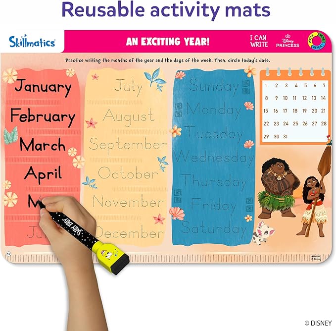 Skillmatics I Can Write Disney Princess - Reusable Preschool Learning Activities, Educational, Christmas Toy and Game, Back to School Supplies, Gifts for Students, Kids, Toddlers Ages 3, 4, 5, 6