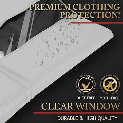 40-inch Suit Bag Garment Bag for Travel and Storage, Garment Bags for Hanging Clothes with Zipper and Visible Transparent Window, White 1 pack
