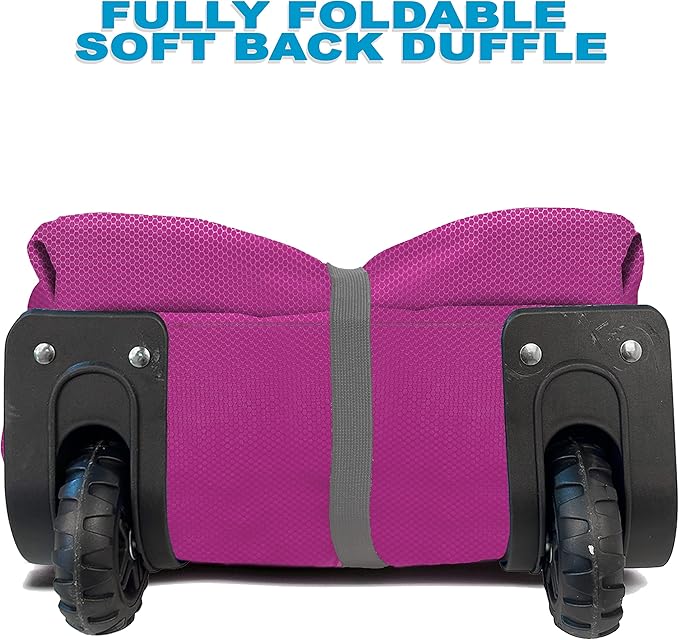 Bago Rolling Duffle Bag with Wheels - 27" 80L Foldable Weekender Bag, Waterproof Travel Duffel Bag, Heavy Duty Lightweight Duffle Bag for Traveling, Rolling Duffel Bag with Wheels (Pink)