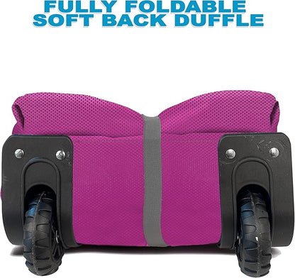Bago Rolling Duffle Bag with Wheels - 27" 80L Foldable Weekender Bag, Waterproof Travel Duffel Bag, Heavy Duty Lightweight Duffle Bag for Traveling, Rolling Duffel Bag with Wheels (Pink)