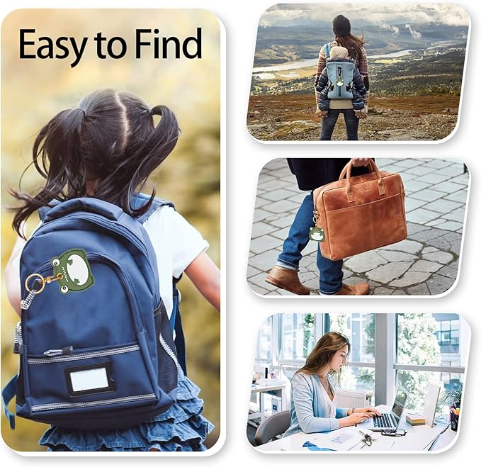 Leather Keychain Case Holder Compatible with Apple AirTag, GPS Airtag Keychain Finder Tracker with Key Ring, Anti-Scratch Protective Air Tag Cover