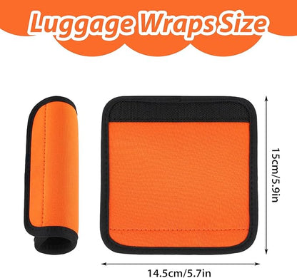 2Pack Luggage Handle Wrap for Suitcase Travel Essential Bright Orange Color Soft Luggage Identifiers for Suitcases Neoprene Material Comfortable Suitcase Handle Wraps for Traveling