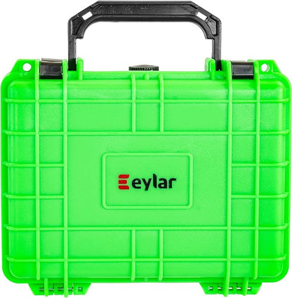 Eylar Protective Camera Hard Case Water & Shock Proof w/Foam, TSA Standards 9.12 inch 7.56 inch 4.37 inch (Neon Green)