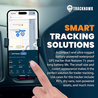 Trackhawk GPS Tracker - Live Fleet Tracking Device, 4G LTE, Wireless Car Tracking for Truck, Trailer, Automotive - User-Friendly Mobile App, Subscription Required - TH07