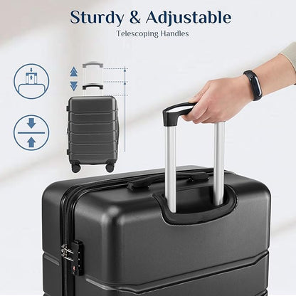 OLIXIS 21 Inch Carry-On Luggage, Hardside Suitcase with Spinner Wheels, Lightweight ABS Hard Shell Travel Luggage, TSA Approved Lock, Expandable Small Suitcase for Business & Travel–Black