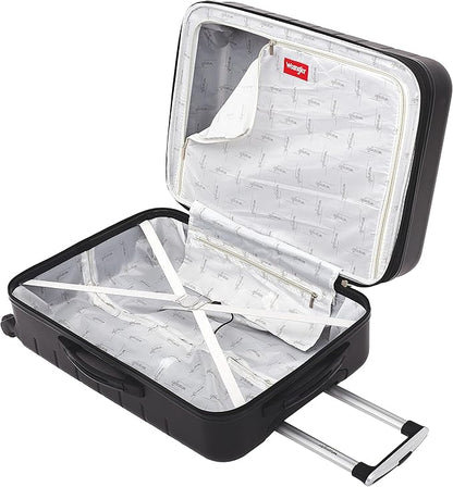 Wrangler Smart Luggage Set with Cup Holder and USB Port, Black, 3 Piece Set
