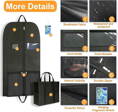 Travel Garment Suit Bag for Hanging Clothes, Suit bags for Closet Storage with Pockets Gusseted Garment bag for Men Suits Shirts Tuxedos Dresses, Suit Cover Bags With Handles and Zipper 43" 2 pack