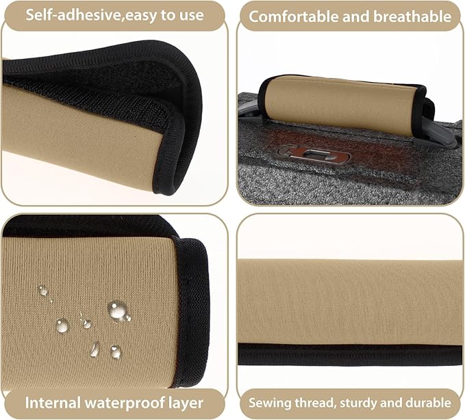 2 Pack Luggage Handle Wraps for Suitcase Bright Color Luggage Handle Covers Suitcase Tags identifiers Travel Accessories for Airplane/Flying (Dark Khaki)