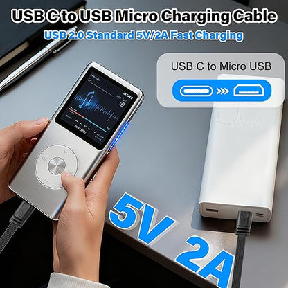 Flexible USB Type-C to Micro USB Cable,Micro 5pin to USB C Flat Data Cable,Type C-to-Micro Short Flat Cable Supporting Charging& DataTransfer,for Phone,Camera,Laptop-30CM(Straight)