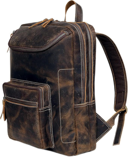 Vintage Leather Backpack For Men 16" Laptop Bag Large Capacity Business Travel Hiking Shoulder Daypacks Business Office Brown (Laptop Backpack 1)