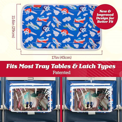 Lusso Gear Airplane Tray Cover - Pockets & Tablet Holder Toddler Travel Essentials - Washable Hygienic Mat Kids Travel Essentials - Activity Mat for Toddler Plane Activities - Mermaids Pattern