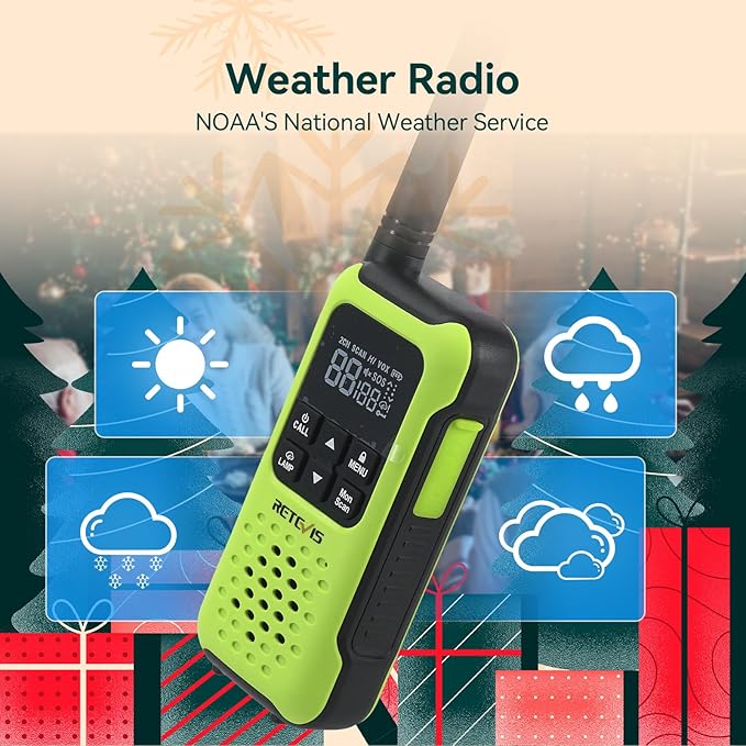 Retevis RT49P Walkie Talkies, Durable 2 Way Radios Long Range, Emergency Rechargeable IP67 Floating Waterproof FRS Walkie Talkies, NOAA SOS Flashlight for Skiing Pool Swimming Shower 2 Pack