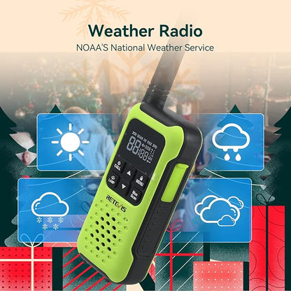Retevis RT49P Walkie Talkies, Durable 2 Way Radios Long Range, Emergency Rechargeable IP67 Floating Waterproof FRS Walkie Talkies, NOAA SOS Flashlight for Skiing Pool Swimming Shower 2 Pack