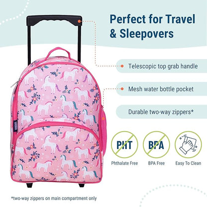 Wildkin Kids Rolling Luggage – Carry-On Size for School & Overnight Travel