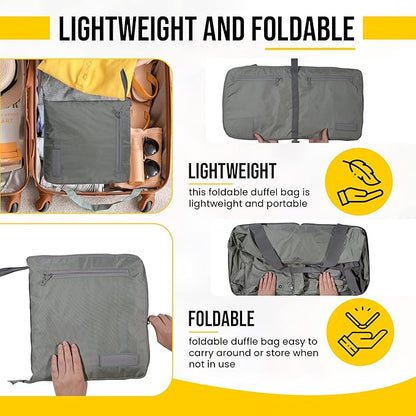 LEGEND 60L Foldable Duffle Bag for Travel - Packable Duffle Bags w/Shoe Compartment - Tear Resistant Collapsible Duffel Bags for Traveling - Lightweight Folding Duffel Bag for Men & Women -Army Green