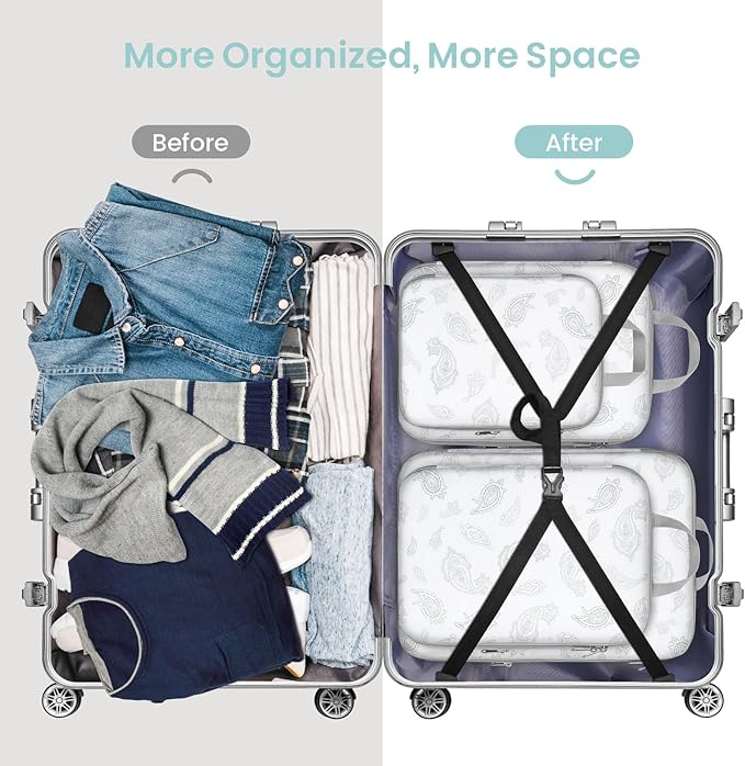 Cambond Compression Packing Cubes for Travel Women - Expandable Travel Bags Luggage Organizers Travel Essentials Compression Cubes for Travel Carry on Suitcases Organizer