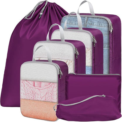 Cambond Compression Packing Cubes for Travel Women - Expandable Travel Bags Luggage Organizers Travel Essentials Compression Cubes for Travel Carry on Suitcases Organizer