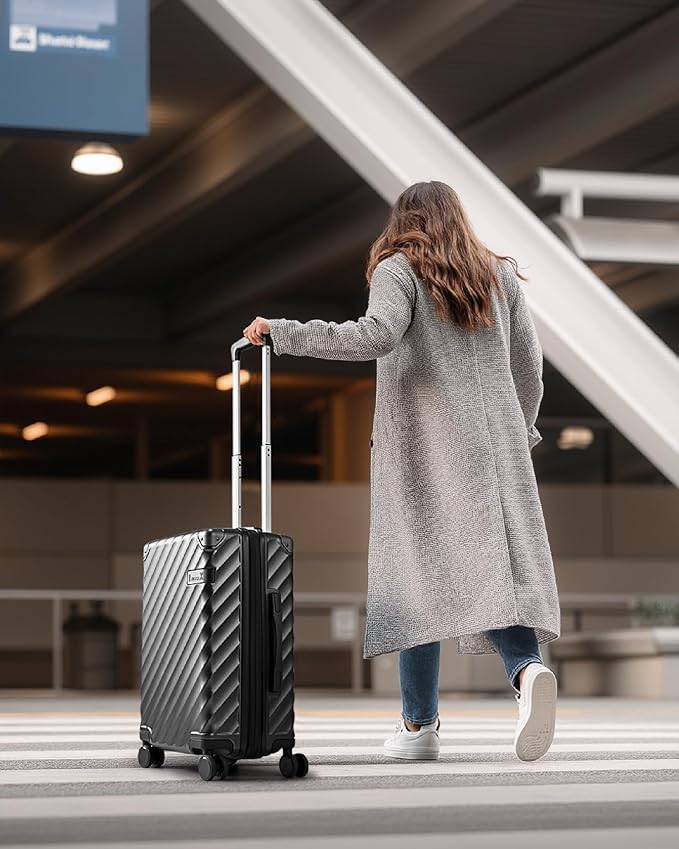 Carry On Luggage 22x14x9 Airline Approved, KVC Expandable Polycarbonate Hard Shell Suitcase for Travelling (EX-Core, Purple, 20 Inch, 40L-44L)