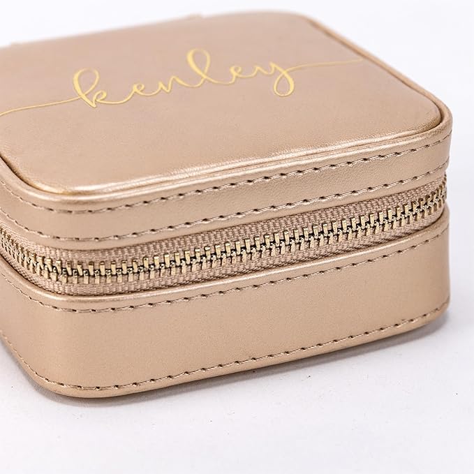 Angelina's Palace Personalized Jewelry Case with Name Engraved,Custom Leather Travel Jewelry Organizer Box for Rings,Earrings,Necklaces,Birthday Bridesmaid Gift For Women