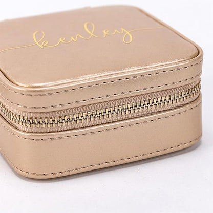 Angelina's Palace Personalized Jewelry Case with Name Engraved,Custom Leather Travel Jewelry Organizer Box for Rings,Earrings,Necklaces,Birthday Bridesmaid Gift For Women