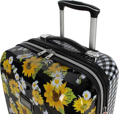 Betsey Johnson 30 Inch Checked Luggage Collection - Expandable Scratch Resistant (ABS + PC) Hardside Suitcase - Designer Lightweight Bag with 8-Rolling Spinner Wheels