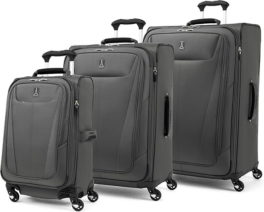Travelpro Maxlite 5 Softside Expandable Luggage with 4 Spinner Wheels, Lightweight Suitcase, Men and Women, Shadow Grey, 3-Piece Set (21/25/29)