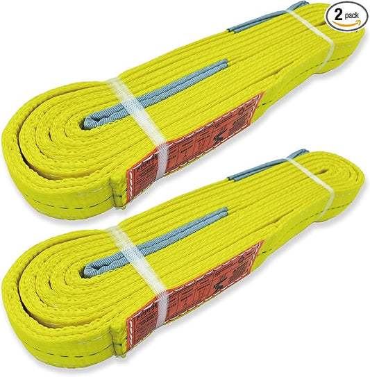 2-Ply Lifting Straps 2”x 15 ft Webbing Sling Tree Saver 2Pack Heavy Duty Web Strap Rigging Moving Towing Hoisting Gear KODIAK STRAPS