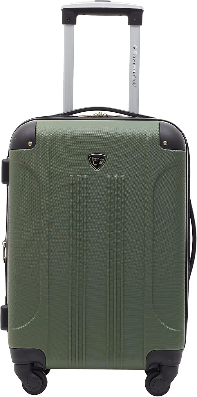 Travelers Club Chicago Expandable Luggage, Thyme Green, 20" Carry-On