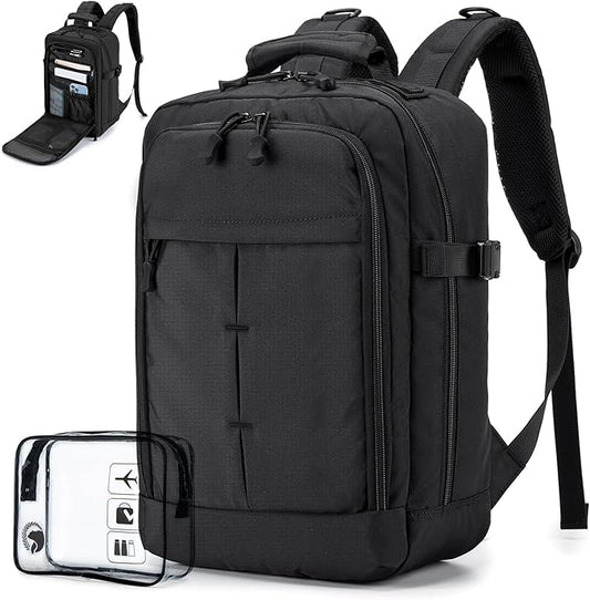 United Airlines Personal Item Bag 17x10x9 inch,Small Travel Backpack 20L,Flight Approved Underseat Ryanair 40x20x25 CM Carry on Luggage Bag,Mochila de Viaje,Cabin Size Backpack Black