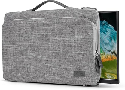 16.1/15.6 Inch Portable Monitor Case, 15.6 inch Laptop Protective Carrying Cover with PU Handle, Large Accessory Pocket and Water Resistant for Travel Monitor Bag Display Screen Sleeve, Gray