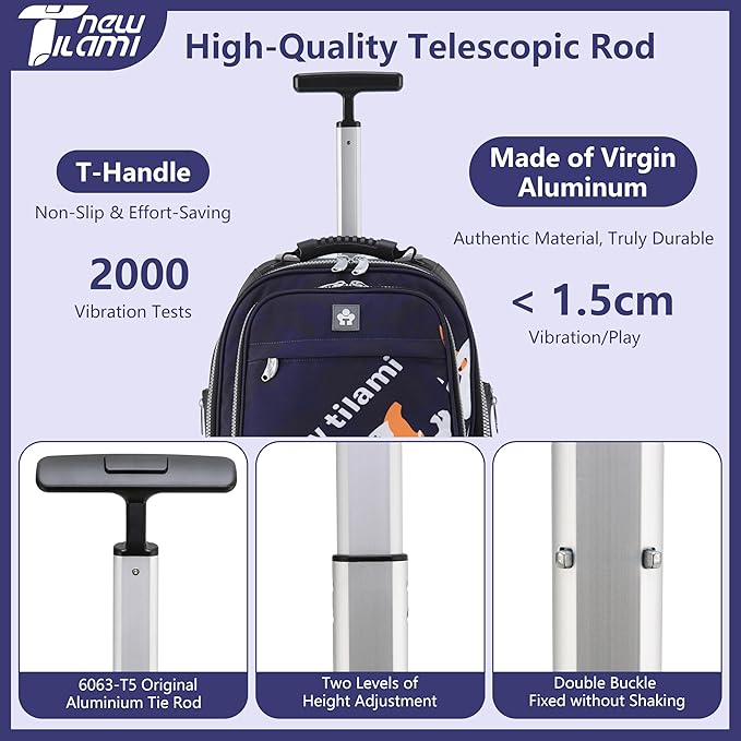 NEW TILAMI 19 Inch Rolling Backpack 360°rotating Universal Wheel, Large Organizer Compartments, Adjustable Handle, Carry on for School Students Business Travel, Orange Movie Fan Color