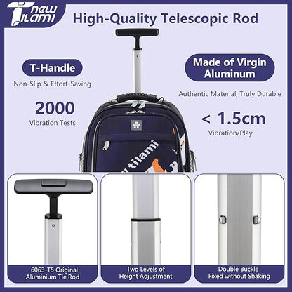 NEW TILAMI 19 Inch Rolling Backpack 360°rotating Universal Wheel, Large Organizer Compartments, Adjustable Handle, Carry on for School Students Business Travel, Orange Movie Fan Color
