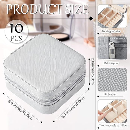 10 Pcs Travel Jewelry Case Bridesmaid Gift Boxes Jewelry Travel Organizer With Mirror Small Jewelry Box Mini Storage Organizer Box for Women Girls Earrings Rings Necklaces