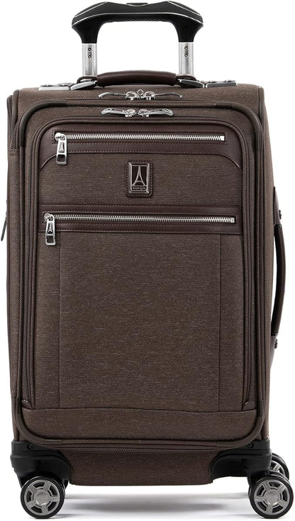 Travelpro Platinum Elite Softside Expandable Carry on Luggage, 8 Wheel Spinner Suitcase, USB Port, Suiter, Men and Women, Rich Espresso Brown, Carry On 21-Inch