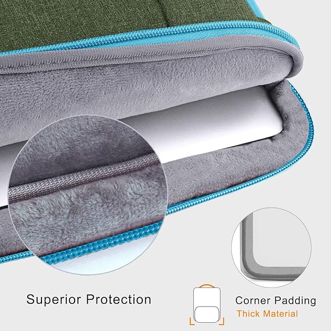 Voova Laptop Sleeve Case 15.6 Inch Compatible with MacBook Air 15 M2/M3/M4, MacBook Pro 15/16, 15-16" Hp Lenovo Dell Acer, 2 in 1 Waterproof Computer Bag with Detachable Accessory Pouch, Army Green