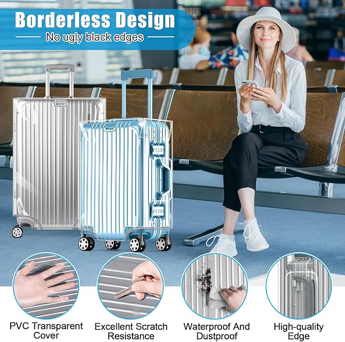 Yotako Clear PVC Suitcase Cover Tough Protector, 32 Inch Luggage Covers for Wheeled Suitcase 32" Gift