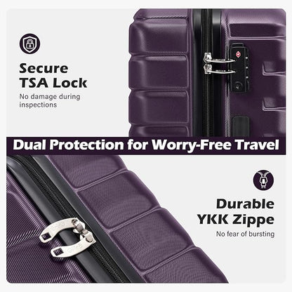 Coolife 20-Inch Small Carry on Hardside PC+ABS Spinner TSA Lock Telescopic Luggage Handle（20in-purple）