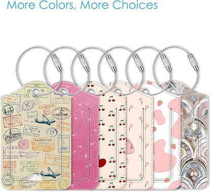 Fintie Luggage Tags, Privacy Cover ID Label with Stainless Steel Loop and Address Card for Travel Bag Suitcase - Postmark (2 Piece)