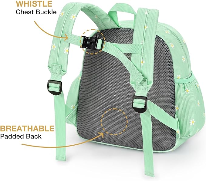 STEAMEDBUN Corduroy Kids Backpack for Girls and Boys 5-8: Girls Backpack for Elementary Kindergarten - 15 inch Cute Backpacks for Kids - Daisy
