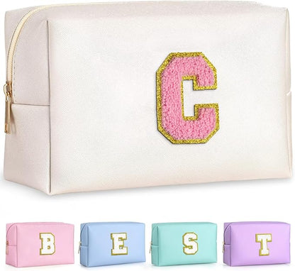TOPEAST Airplane Travel Essentials - Travel Makeup Bag, Travel Essentials for Women White Small Makeup Bag Travel Cosmetic Bags for Women Travel Toiletry Bag (Pearly White C)