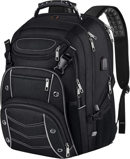 VECKUSON 18.4 Laptop Backpack for unisex, 60L Extra Large Gaming Laptops Back Bag with USB Charger Port,TSA Friendly Flight Approved and RFID Anti-Theft Pocket Heavy-duty Pack,21.3*15.7*11.8inch Grey